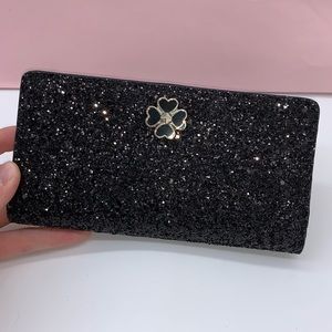 Kate Spade ♠️ Black Sparkle Bifold Wallet NWT!